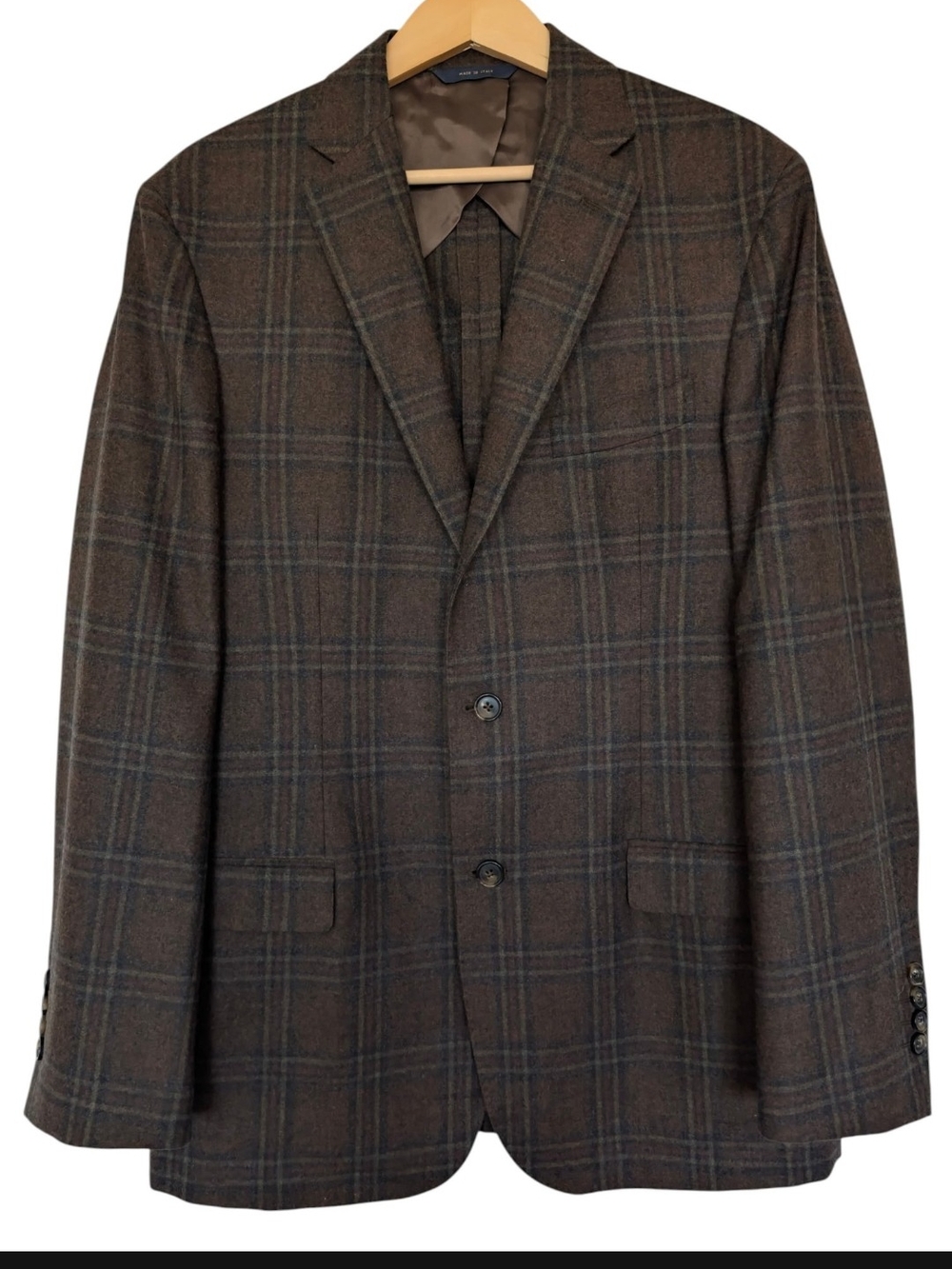 Brooks Brothers 1818 Milano Size 42L Brown Plaid Wool Blazer - E.Thomas Made in